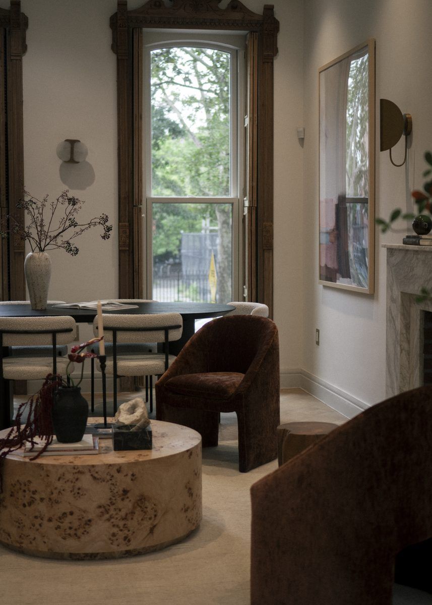 Parlor at 241 MacDonough Street, Bed-Stuy, staged by Stage One